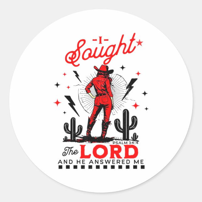 I Sought The Lord And He Answered Me  Runder Aufkleber (Vorderseite)
