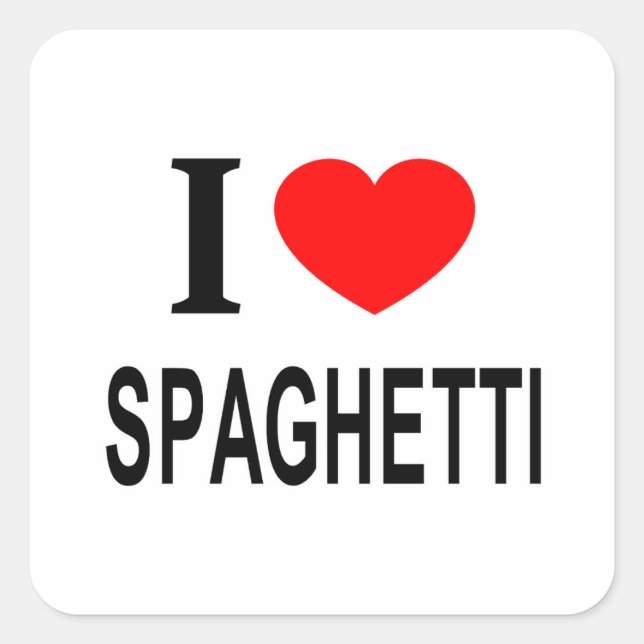 I ❤️ SPAGHETTI I LIEBE SPAGHETTI I HERZSPAGHETTI QUADRATISCHER AUFKLEBER (Vorderseite)