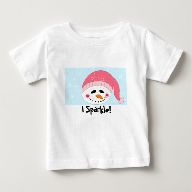 I Sparkle Snowman mit Pink Toque Baby T-shirt (Vorderseite)