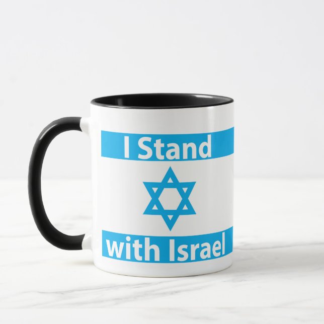I Stand mit Israel Flag - jüdische Judaika Tasse (Links)