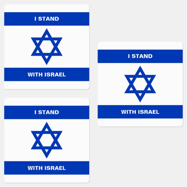 I stand with Israel custom text Israel flag square Etiketten (Gruppe)
