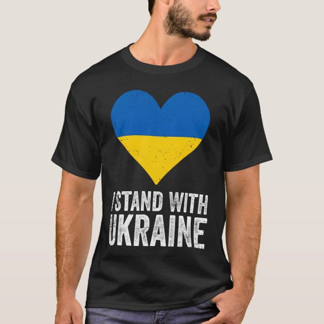 I Stand With Ukraine Stop Putin Stop War Support U T-Shirt (Vorderseite)