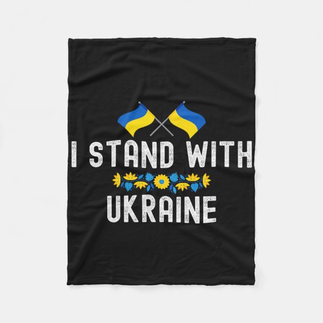I Stand With Ukraine Supporters Sunflower Ukrainia Fleecedecke (Vorderseite)