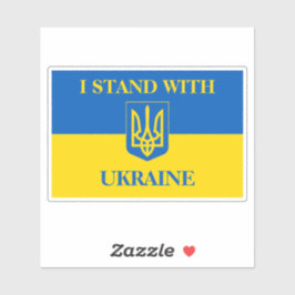 I stand with Ukraine. Ukrainian flag and Trident. Aufkleber