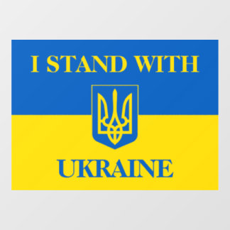 I stand with Ukraine. Ukrainian flag and Trident Fensteraufkleber