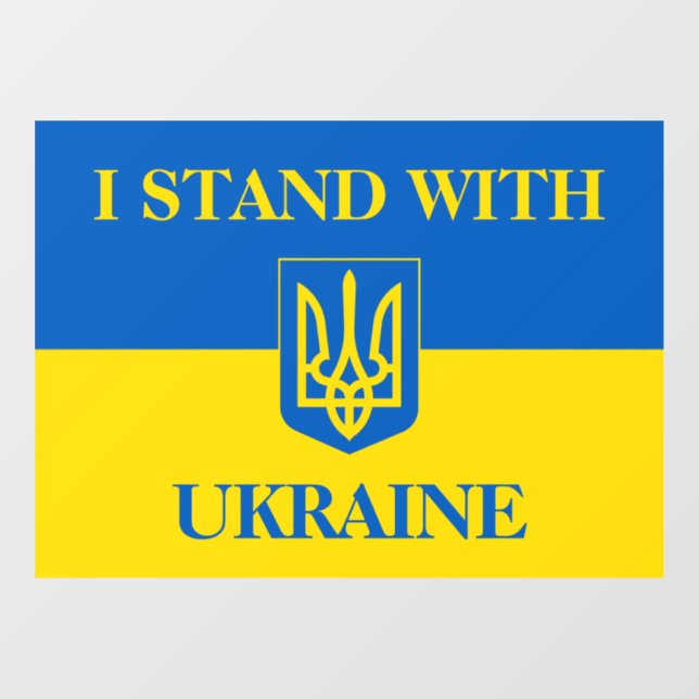 I stand with Ukraine. Ukrainian flag and Trident Fensteraufkleber (Blatt)