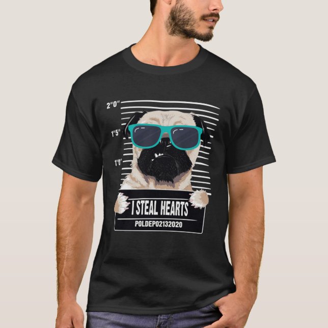 I Steal Hearts Pug Valentines Day T-Shirt (Vorderseite)