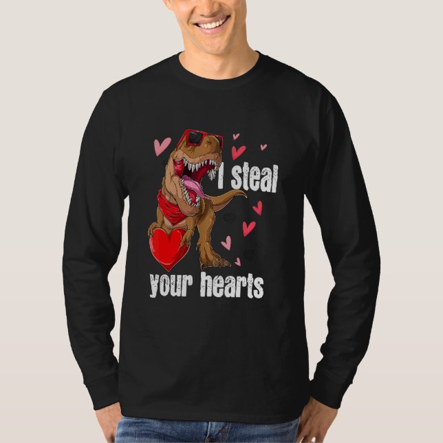I Steal Hearts T rex Love Dinosaur Valentines Day  T-Shirt (Vorderseite)