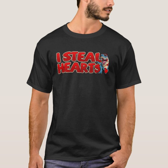 I Steal Hearts Trex Dino Boy Valentines Day Toddle T-Shirt (Vorderseite)