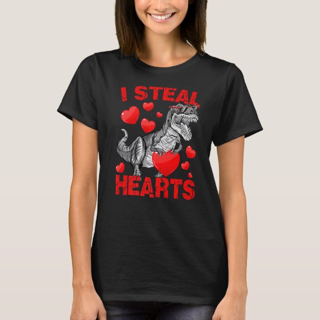 I Steal Hearts Trex Dino Cute Baby Boy Valentines  T-Shirt (Vorderseite)