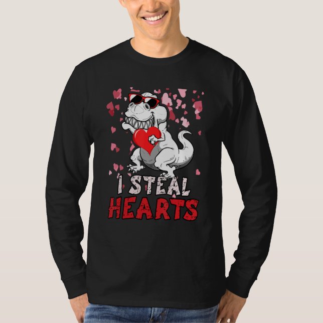 I Steal Hearts Trex Dinosaur Valentines Day Boys K T-Shirt (Vorderseite)