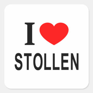 I ❤️ STOLLEN I LIEBE STOLLEN I HERZSTOLLEN QUADRATISCHER AUFKLEBER