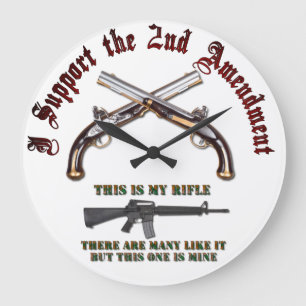 I Support the 2nd Amendment Große Wanduhr