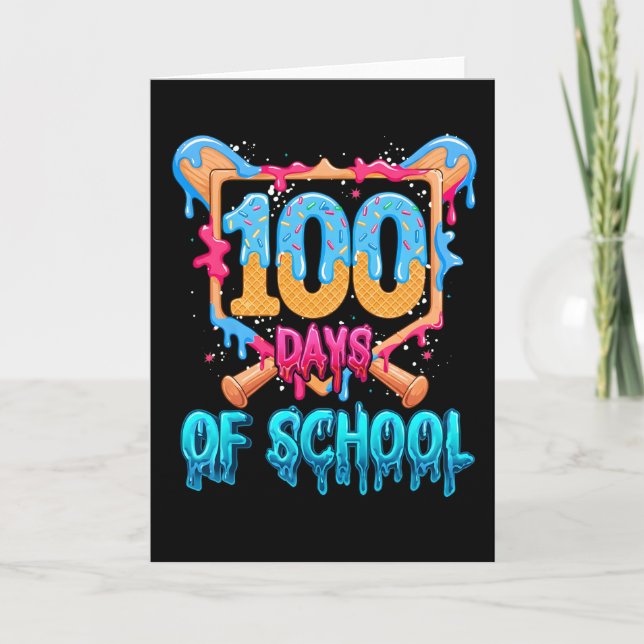 I Survived 100 Days of School Baseball Theme Karte (Vorderseite)