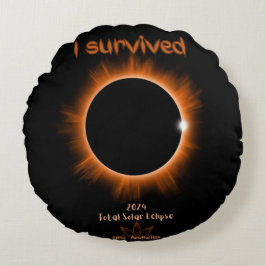 I Survived 2024 Solar Eclipse Round Coussin
