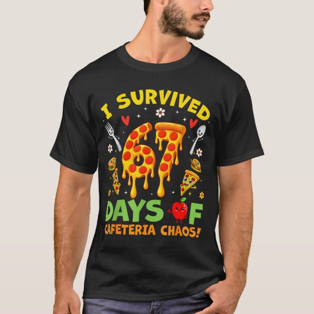 I Survived 67 Days Of Cafeteria Chaos Funny Boy Gi T-Shirt (Vorderseite)