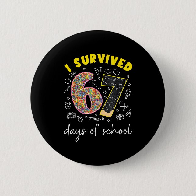 I Survived 67 Days Of School 67 Meme Rainbow Math  Button (Vorderseite)