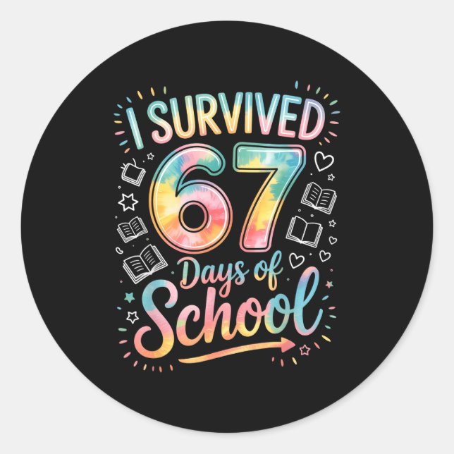 I Survived 67 Days Of School Celebration  Runder Aufkleber (Vorderseite)