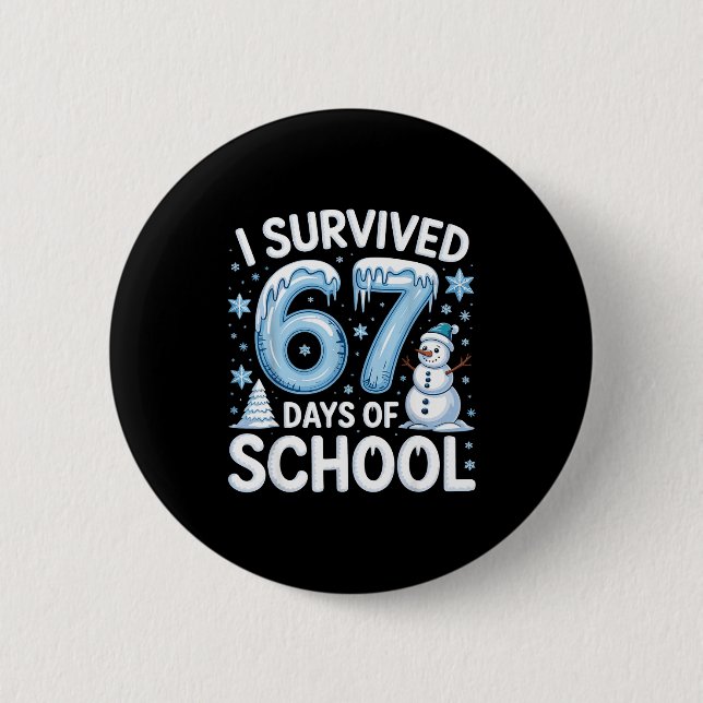 I Survived 67 Days Of School Christmas Candy Cane  Button (Vorderseite)