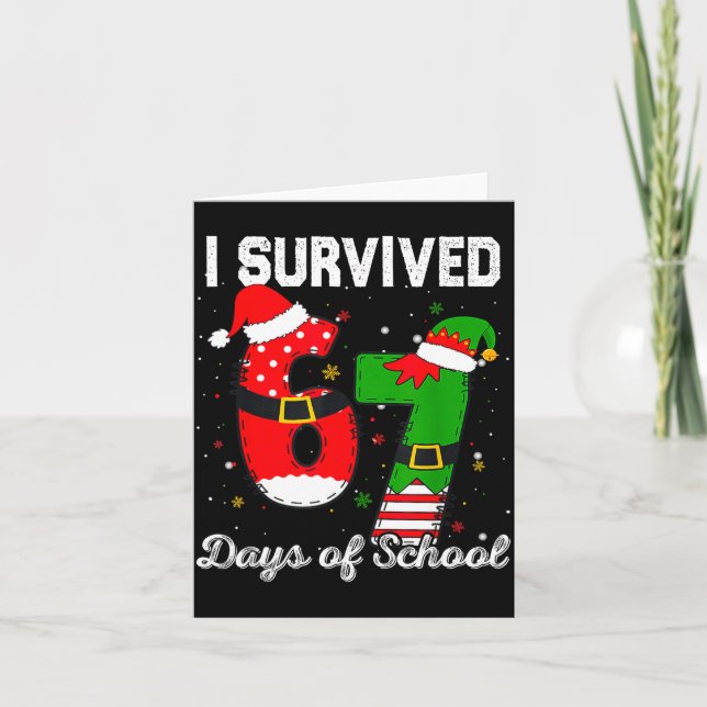 I Survived 67 Days Of School Christmas Candy Cane  Karte (Vorderseite)