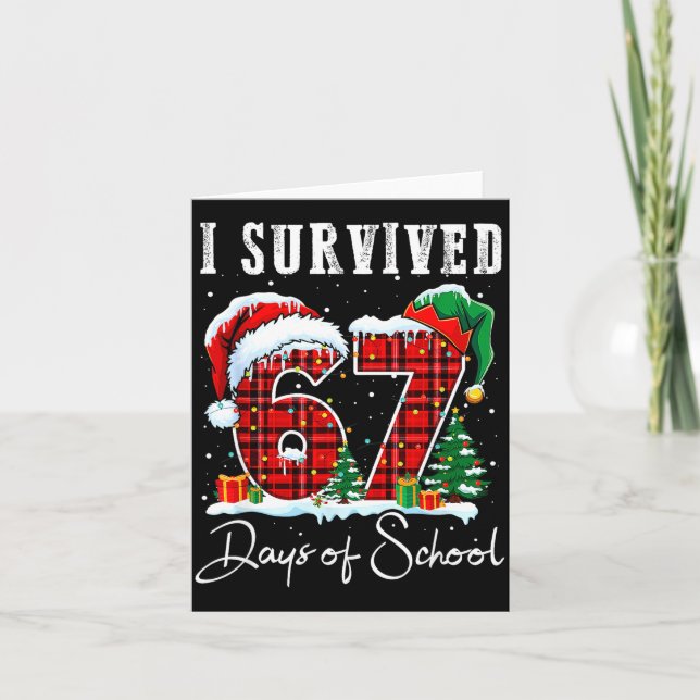 I Survived 67 Days Of School Christmas Candy Cane  Karte (Vorderseite)