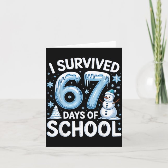 I Survived 67 Days Of School Christmas Candy Cane  Karte (Vorderseite)