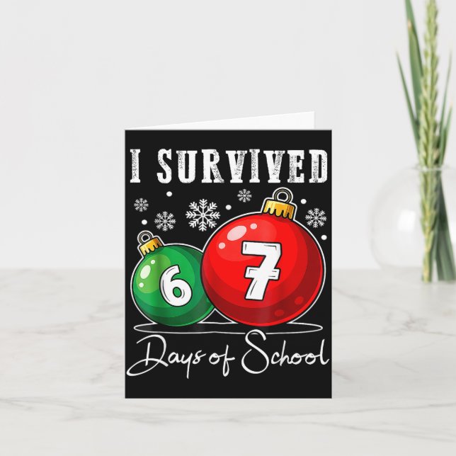 I Survived 67 Days Of School Christmas Candy Cane  Karte (Vorderseite)