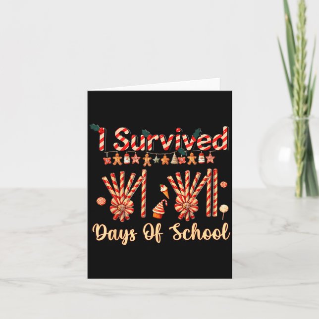 I Survived 67 Days Of School Christmas Teacher Can Karte (Vorderseite)