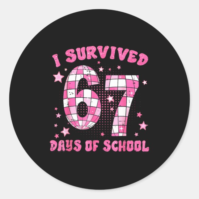 I Survived 67 Days Of School Cute Teacher Six Seve Runder Aufkleber (Vorderseite)