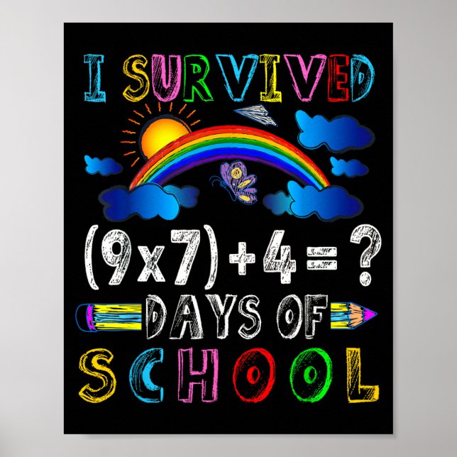 I Survived 67 Days Of School Funny 67 Meme Math Te Poster (Vorne)