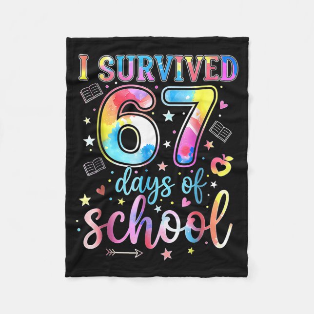 I Survived 67 Days Of School Funny 67 Meme Teacher Fleecedecke (Vorderseite)