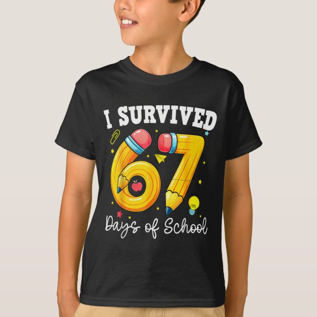 I Survived 67 Days Of School Funny 67 Meme Teacher T-Shirt (Vorderseite)