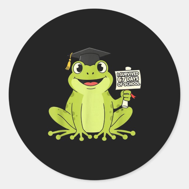 I Survived 67 Days Of School Funny 67 Teachers Stu Runder Aufkleber (Vorderseite)