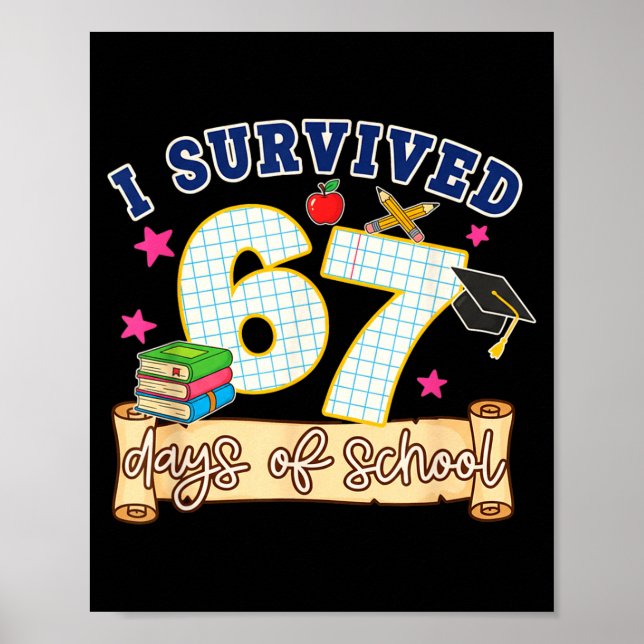 I Survived 67 Days Of School Funny 6 7 Meme Teache Poster (Vorne)