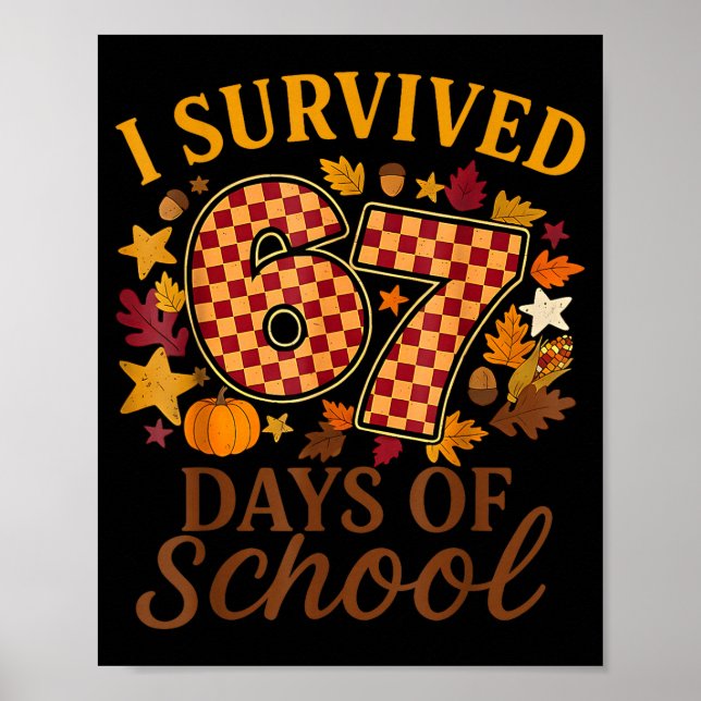I Survived 67 Days Of School Funny 6 7 Teachers Th Poster (Vorne)