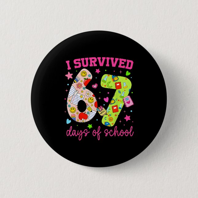 I Survived 67 Days Of School Funny Camouflage Boy  Button (Vorderseite)