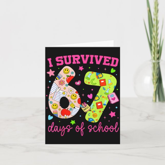 I Survived 67 Days Of School Funny Camouflage Boy  Karte (Vorderseite)
