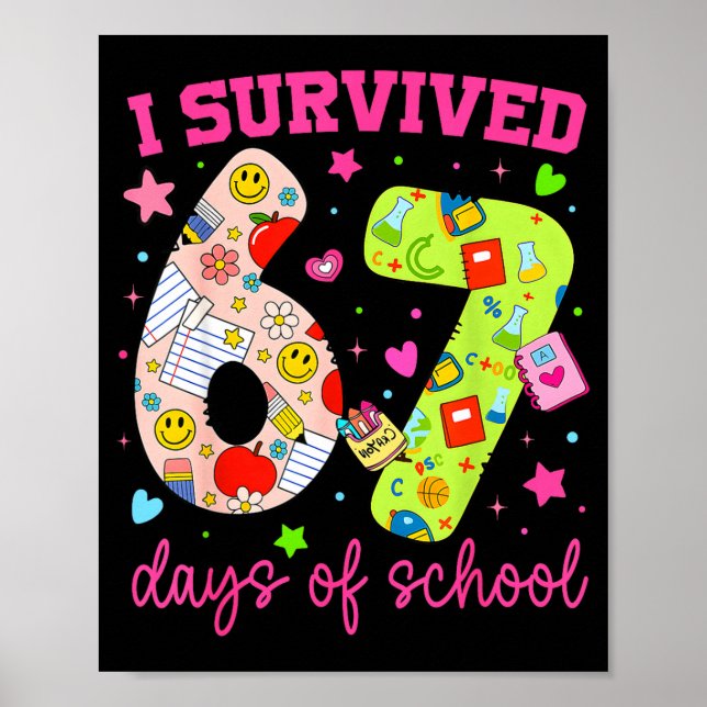 I Survived 67 Days Of School Funny Camouflage Boy  Poster (Vorne)