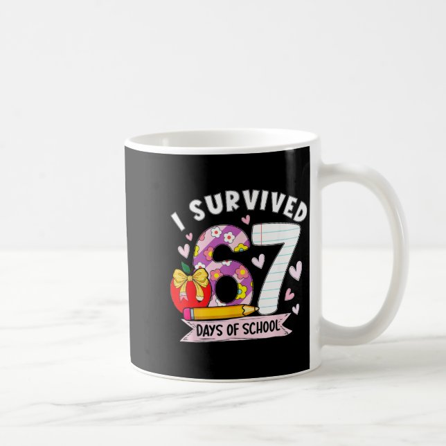 I Survived 67 Days Of School Funny Leopard Student Kaffeetasse (Rechts)