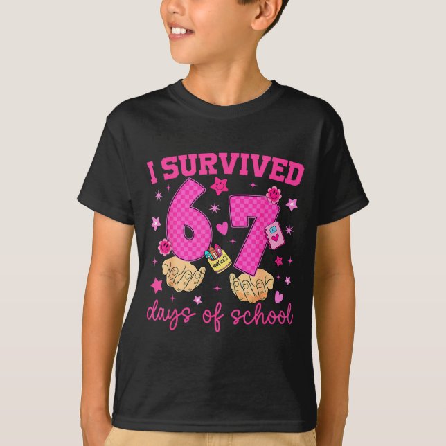 I Survived 67 Days Of School Funny Meme Boy Girl T T-Shirt (Vorderseite)