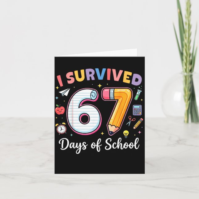I Survived 67 Days Of School Funny Meme Teacher St Karte (Vorderseite)