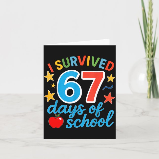 I Survived 67 Days Of School Funny Meme Teacher St Karte (Vorderseite)