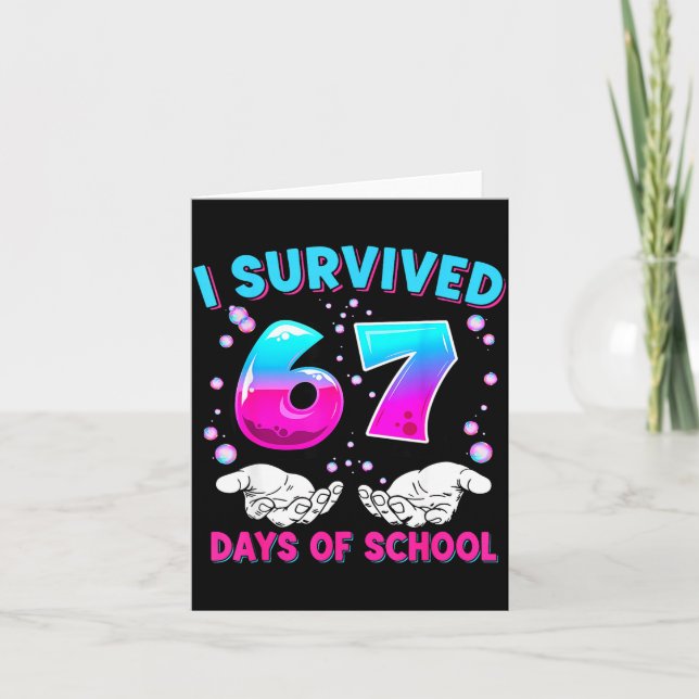 I Survived 67 Days Of School Funny Meme Teacher St Karte (Vorderseite)