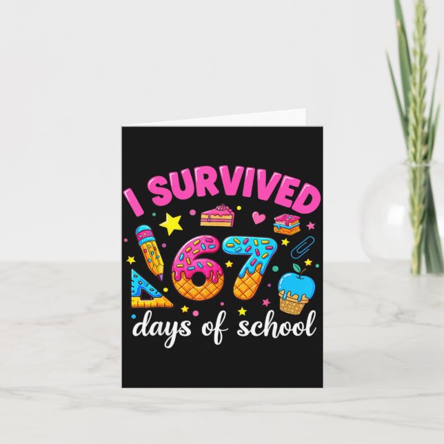 I Survived 67 Days Of School Funny Meme Teacher St Karte (Vorderseite)