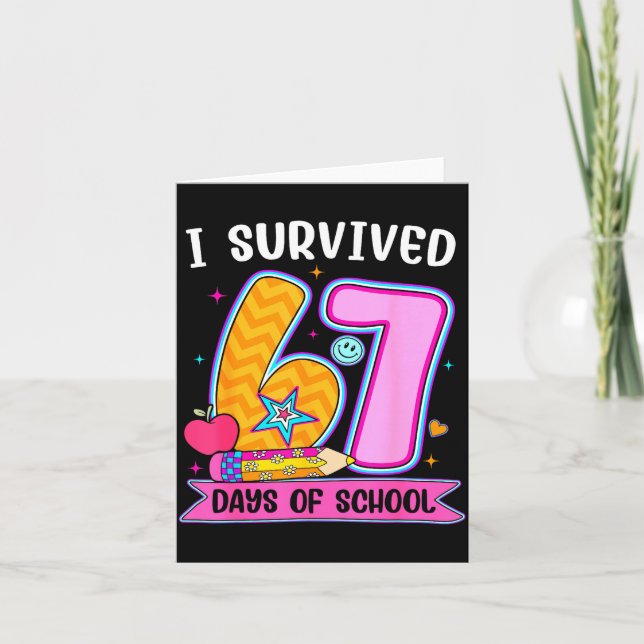 I Survived 67 Days Of School Funny Meme Teacher St Karte (Vorderseite)
