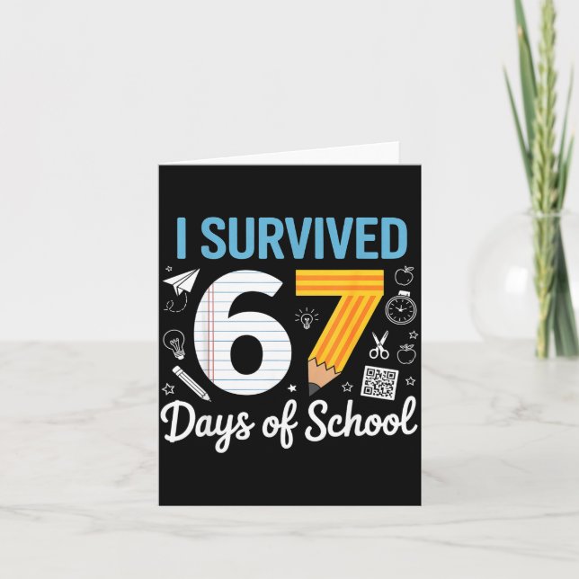 I Survived 67 Days Of School Funny Meme Teacher St Karte (Vorderseite)