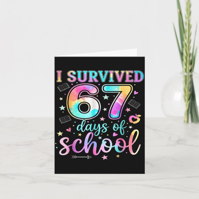 I Survived 67 Days Of School Funny Meme Teacher St Karte (Vorderseite)