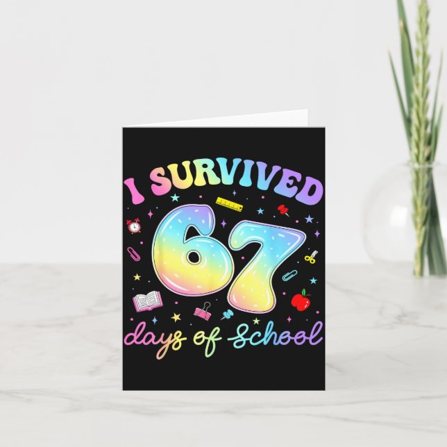 I Survived 67 Days Of School Funny Meme Teacher St Karte (Vorderseite)