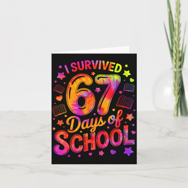 I Survived 67 Days Of School Funny Meme Teacher St Karte (Vorderseite)