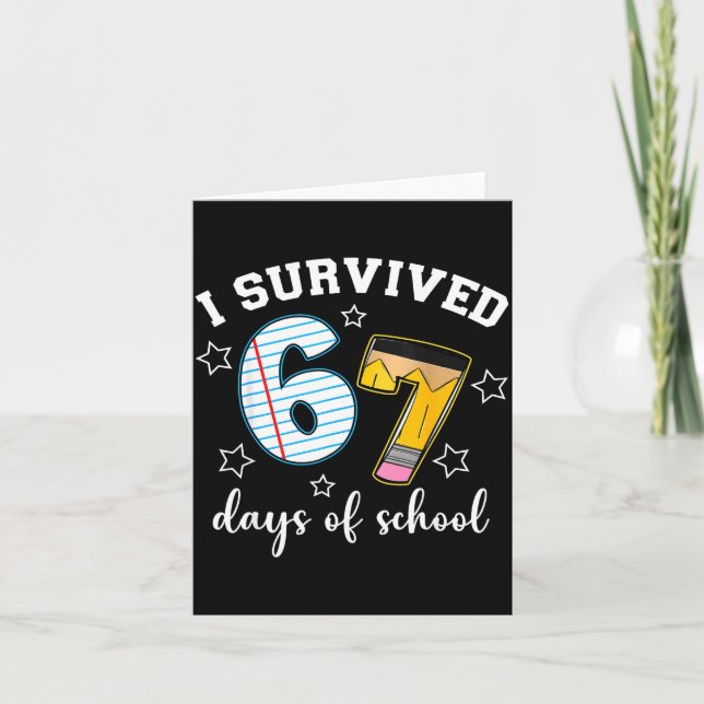 I Survived 67 Days Of School Funny Meme Teacher St Karte (Vorderseite)